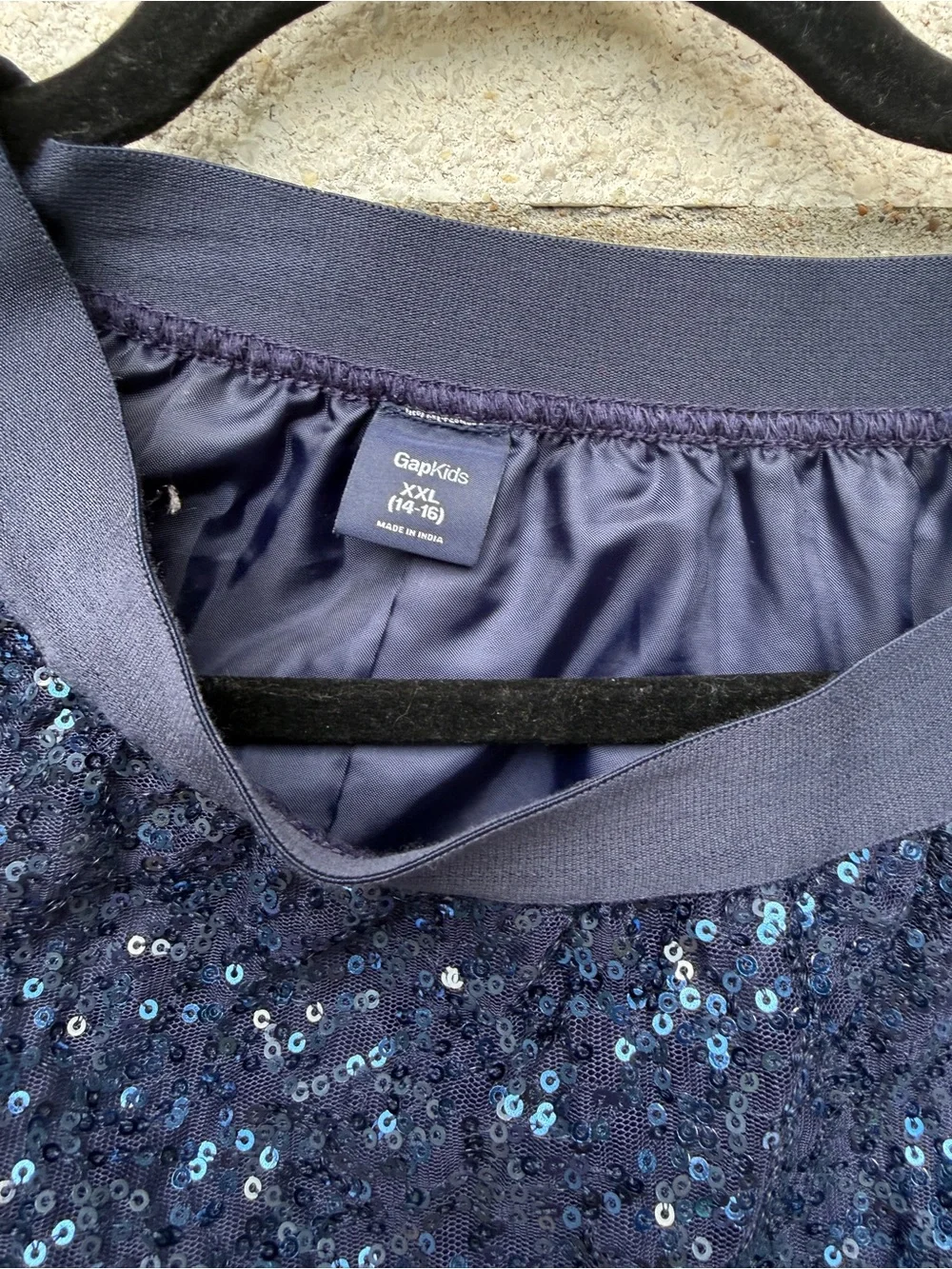 Girls Navy Sequin A-Line Skirt